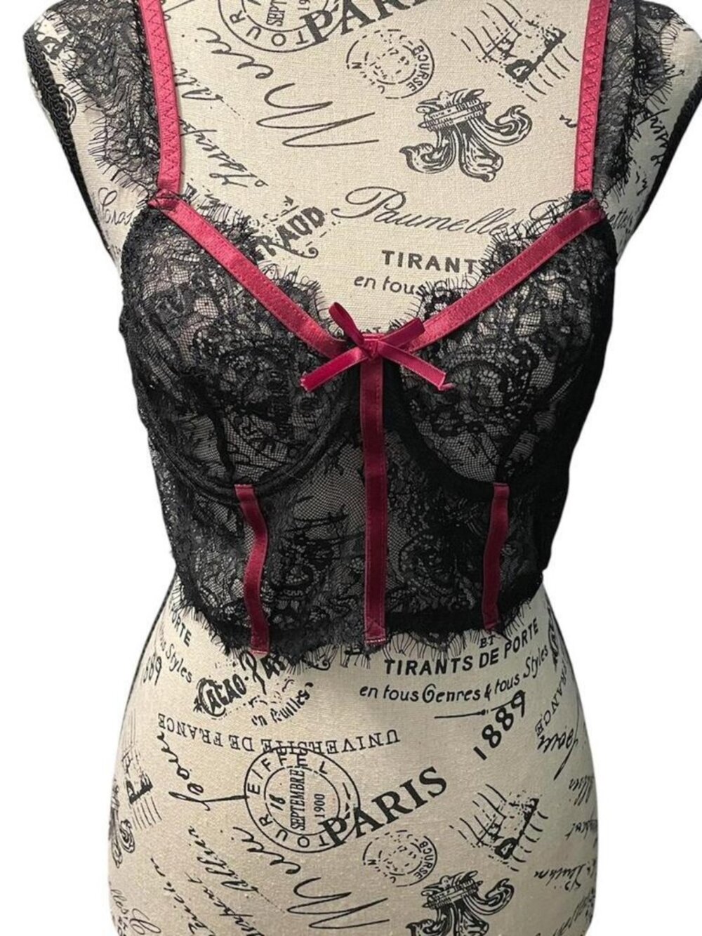 Romwe Women's Black and Burgundy Corset